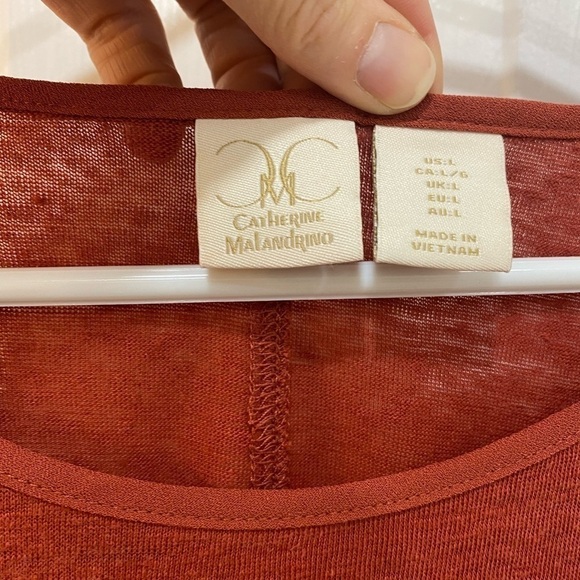 Catherine Malandrino 100% Linen Sleeveless Blouse Lightweight Top Women's Sz L - Picture 3 of 6